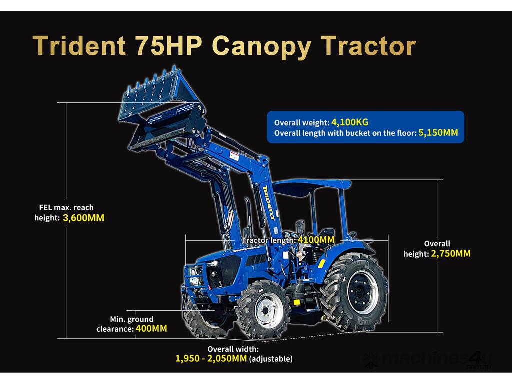 TRIDENT MEGA SALE 75HP 4WD CANOPY TRACTOR WITH 4IN1 BUCKET COMBO DEAL 5 YEARS WARRANTY - Image 3